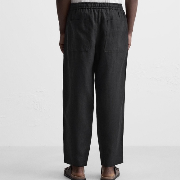 ZARA 100% Linen Pants Mens Black Size Large Relaxed Fit NWT - Picture 3 of 7